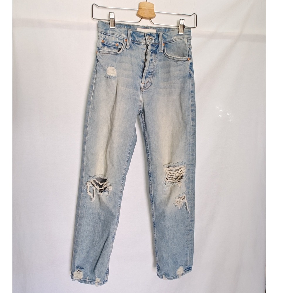 Mother The Tomcat Confession Medium Straight Wash Distressed Cotton Blend 24